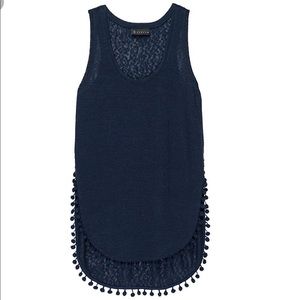 NWT Bobeau Pom Pom Navy Tank Top, Sz S